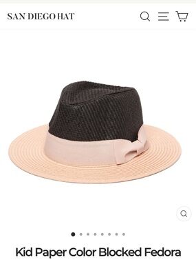 San Diego Hat Company Black and Blush Kid Paper Fedora